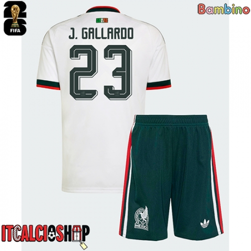 Messico Jesus Gallardo #23 Seconda Maglia Bambino Mondiali 2026 Manica Corta (+ Pantaloni corti)